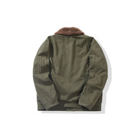Blouson N-1 vintage pour homme avec col en fausse fourrure, doublure en peau de mouton, vêtement de travail d'hiver, blouson bomber zippé coupe-vent, fabricants de vêtements sur mesure