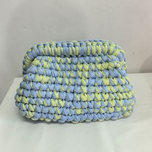 Hot Sale Women's Crocheted Clutch Bag Handmade Knitted Day Makeup Bag with Pearl Decoration Open Closure Type - Product Image 6