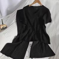 Nouvel ensemble deux pièces en tricot pour femmes, printemps/automne, décontracté, pull à col en V uni avec pantalon large polyvalent, tenue quotidienne