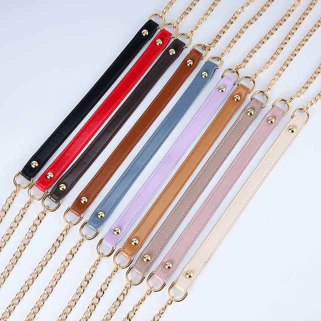 120cm PU Bag Handles Metal Chain Shoulder Bag Straps Replacement Handbag Buckle Handle DIY Bags