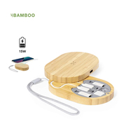 Kit de adaptación de cable de carga multifunción de forma ovalada adaptador de cable USB personalizado rápido con cargador inalámbrico de caja de Bambú