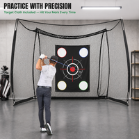 Filet de simulateur de golf 10x10 pieds avec toile de cible, filet d'impact robuste, cadre autoportant, cage de golf d'intérieur