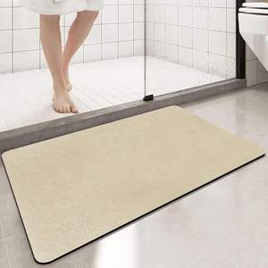 Tapis de bain en polyester super absorbant, séchage rapide, antidérapant, épais, couleur unie moderne, fabriqué à la machine, tapis de sol pour salle de bain, ajustement parfait - Product Image 1