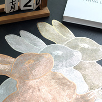 Sets de table en vinyle PVC métallisé en forme de lapin, résistants à la chaleur, écologiques, classiques, pour la décoration de table à manger