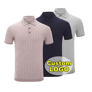 Custom Fashion Herren Pullover T-Shirts Gestreifte gestrickte Golf Polo Shirts mit Custom Logo für Herren