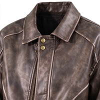 Blouson Bomber en Cuir Vintage Oversize pour Homme, Style Moto Décontracté, Manteau d'Hiver Brodé à Pois, Impression Personnalisée