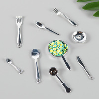 Peralatan Makan Mini DIY dari Bahan PE, Sendok Garpu Panci, Model Mainan Rumah-rumahan Miniatur, Simulasi Multi-skenario, Mainan Makanan Dapur 14+