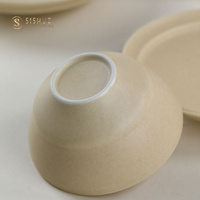 Ensemble d'assiettes à dîner en grès antique faites à la main, ensemble de vaisselle de luxe en céramique et en porcelaine de couleur mate pour la maison et le restaurant