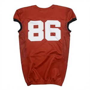 เสื้อฮูลาโบวล์อเมริกันฟุตบอลชายแขนกุดคอวีระบายความชื้นสีแดง 86 พิมพ์ลายแบบซับลิเมชั่นสำหรับผู้ใหญ่ทรงแอธเลติก - Product Image 2