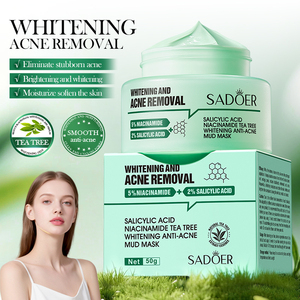 Masque facial en boue SADOER à l'acide salicylique, à la niacinamide et à l'huile d'arbre à thé, blanchissant, anti-acné, 50g, nettoyage en profondeur, éclaircissant, hydratant - Product Image 1