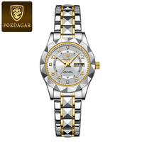 POEDAGAR Montres à quartz pour femmes en acier et or rose 782 Bijoux de luxe Montre étanche et lumineuse pour femmes