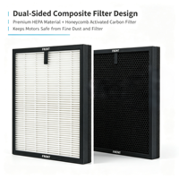 Kit de filtres de remplacement double face MR5866 pour purificateur d'air domestique à double prise d'air, filtre HEPA H13 véritable avec noyau de charbon, convient aux grandes pièces