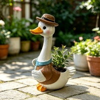 Pot de fleurs en résine en forme de canard de dessin animé, jardinière mignonne en forme d'animal pour plantes succulentes et vertes d'extérieur, cadeaux pour femmes