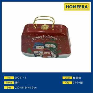 Homeera Decorative Storage Box Iron Rectangle Christmas Design 20x15x5.3cm Living Room Decoration - Product Image 1