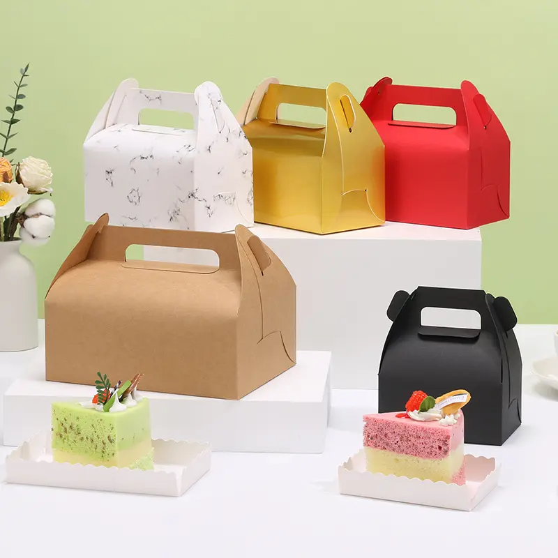 कस्टम मुद्रित खाद्य सुरक्षित केक पफ टेकअवे पेस्ट्री पैकिंग बॉक्स क्राफ्ट पेस्ट्री पैकेजिंग पेपर बॉक्स विंडो के साथ