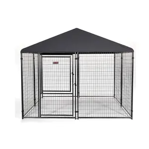 Özelleştirilmiş tasarım 10 * 10ft Pet ev kafesleri/demir sanat Husky geçici oyun parkı/çift kapılar ile büyük kedi açık kulübesi
