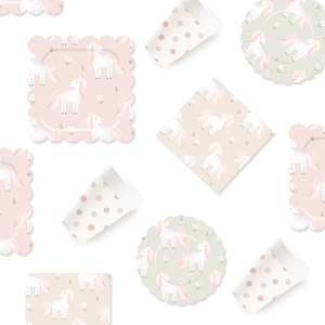 Assiettes en papier, gobelets en papier et serviettes DAMAI à pois roses licorne pour fête d'anniversaire d'enfants, baby shower, ensemble de vaisselle jetable en papier - Product Image 4