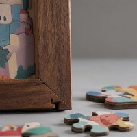 Puzzle en bois DIY, jouet musical stimulant l'esprit, design extraterrestre avec cadre photo, cadeau pour enfants