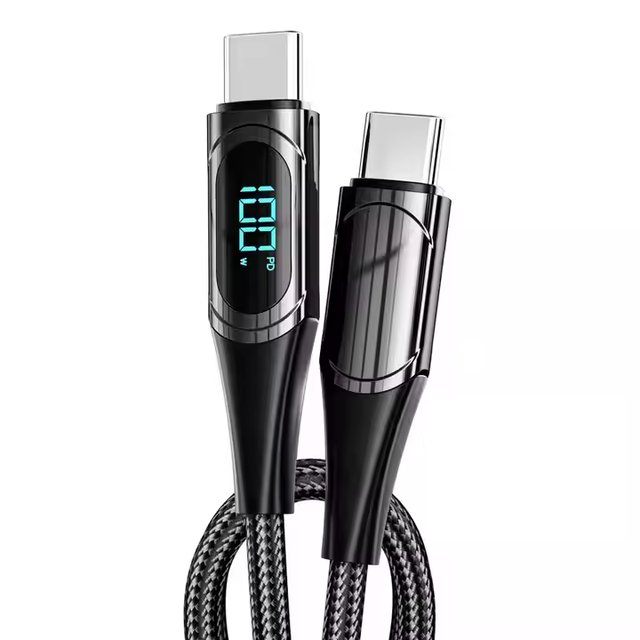 Wholesale Fast Charging Cable Usb c to Usb c Cable 100w Laptop Charger Cable with Led Digital Display Indicator