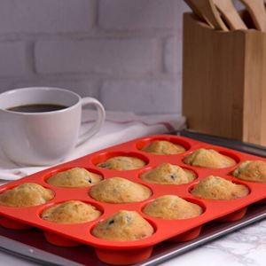 Moule à muffins rond multi-grilles en silicone, compatible alimentaire, pour la cuisson de petits gâteaux, gelées et poudings, usage domestique - Product Image 1
