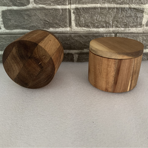 Boîte à sel en bois d'acacia écologique, boîte à épices de cuisine avec couvercle rotatif, récipient de stockage pour assaisonnements et poivre, outils à épices, lavage à la main - Product Image 6