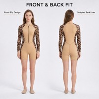 Combinaison de surf sexy pour femmes avec fermeture éclair sur le devant, en néoprène de 2 mm, imprimé léopard, tendance