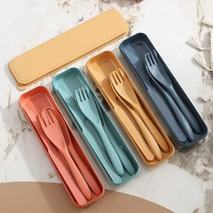 Wiederverwendbare Reise Ausrustung Set Mit Box Portable Messer Gabel Loffel Geschirr Umweltfreundliches Kunststoff Geschirr Set - Product Image 2