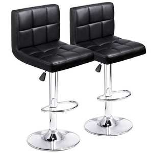Modern Faux PU Leather <b>Bar</b> <b>Stool</b> Grid Quilted Back Chrome Metal Base Adjustable <b>Swivel</b> Counter Chair for Home <b>Bar</b> Restaurant Hot - Product Image 3