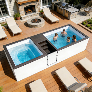 Piscina Familiar de Lujo de 3m, 4m, 5m, Diseño Listo para Instalar, Escalera de Vidrio, Piscina Multifuncional de Fibra de Vidrio Resistente a los Rayos UV - Product Image 3