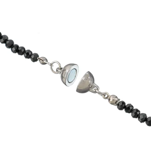Collier ras du cou pour femme avec fermoir magnétique, perles de verre, cristal noir et bleu, style Murano, pour usage quotidien et décontracté - Product Image 3