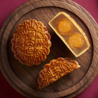 Guangzhou Restaurant Célèbre Marque Chine Traditionnel Snack Alimentaire Blanc Pâte De Graines De Lotus Remplissage Avec Double Jaune D'oeuf Mooncake
