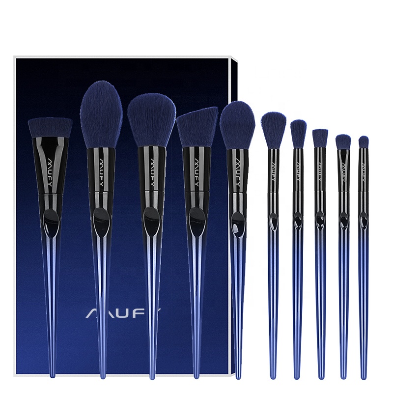 Vegan Make Up Brush Set Super Hot Luxury High Quality Vegan 10 Pcs Gift Make Up Brushes New Gradient Color Custom Cosmetic Makeup Brush Set