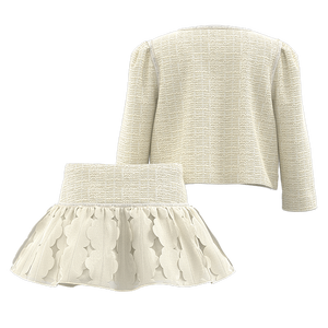 Conjunto ocasional de falda de tul y chaqueta de tweed para chicas mayores - Product Image 2