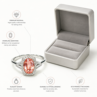 Laborgezüchteter Lebhaft Rosa-Orangefarbener Padparadscha-Saphir 925 Silberring für Damen Party Jubiläum Feiner Schmuck