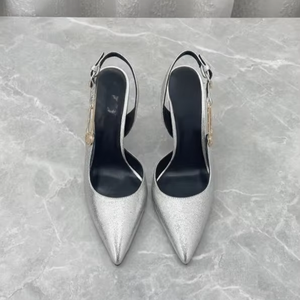 Sandales de luxe pour femmes à talons aiguilles, en cuir véritable, à bout pointu, avec boucle, rehaussantes, sexy, de marque - Product Image 6