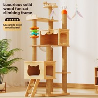 WINNERS-LC Arbre à chat, lit et maison pour chat, design capsule spatiale, en bois de pin durable, griffoir en chanvre, style épuré, toutes saisons