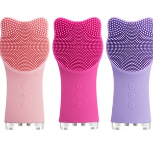 <b>Mini</b> Silicone Facial Cleansing Brush <b>Vibration</b> Face Scrubber Deep Cleansing Cat-ear-shaped Cleaning Brushes - Product Image 1