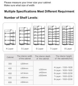 HNOSS Supports à plusieurs niveaux Grand panier de garde-manger en verre Armoires de cuisine Garde-manger coulissant - Product Image 5