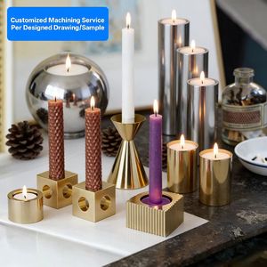 Candelabros de Acero Inoxidable y Latón con Acabado Dorado Pulido Espejo PVD, Servicio de Mecanizado CNC OEM - Product Image 1