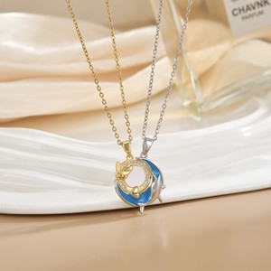 Conjunto de Colares Magnéticos para Casais, Banhado a Ouro 18K, Aço Inoxidável, Sol, Lua, Coração, Asa, Presente de Joias para Melhores Amigos e Dia dos Namorados - Product Image 5