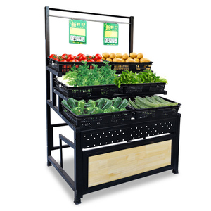 Trái Cây Và Rau Rack Hiển Thị Đứng Kệ Siêu Thị Kim Loại Bán Buôn Hiện Đại 3 Lớp Single Sided Kệ CE/ISO9001 - Product Image 1