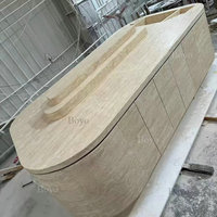 Îlot de présentation de bijoux moderne et écologique personnalisé, table de réception en marbre travertin de luxe