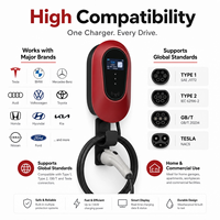 Cargador de Pared de Alta Potencia para Vehículos Eléctricos, 22 kW, 32 A, Tipo 1 y 2, con Protección Contra Sobrecalentamiento, para Uso Doméstico y en Estacionamientos Públicos