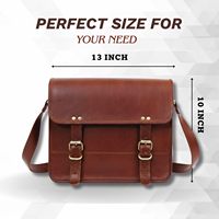 IndianHandoArt 13-Zoll Echtleder Vintage Messenger-/Umhängetasche/Bürotasche mit Knopfverschluss für Herren/Damen/Unisex