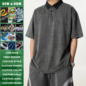 Camisa de Manga Corta para Hombre, Oversize, de Algodón Tejido, con Cuello en Contraste y Estampado Digital, Estilo Vintage y Desgastado, para Streetwear - Product Image 2