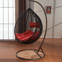 Fauteuil suspendu en rotin PE fait main de qualité supérieure, en forme de goutte d'eau, avec coussin épais pour la décoration intérieure