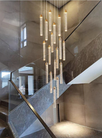 Lustre en cristal de luxe pour escalier, luminaire suspendu moderne en spirale pour villa, loft, salon, hall d'hôtel, plafond double hauteur