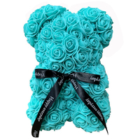 Vente directe d'usine : ours en rose artificielle de 25 cm en mousse, cadeau pour la Saint-Valentin pour filles.