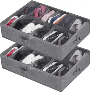 Recipiente organizador para sapatos, caixa suporte para armazenamento de calçados sob a cama