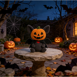 Décorations et cadeaux effrayants pour fête d'Halloween, jouet en peluche tête de citrouille Jack-o'-lantern, jouet en peluche chauve-souris citrouille d'Halloween - Product Image 3